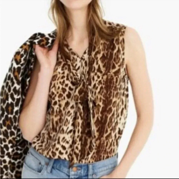 J.crew 365 leopard front tie blouse - Picture 2 of 9